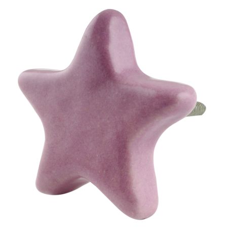 Solid Lavender Star Ceramic Cabinet Knob